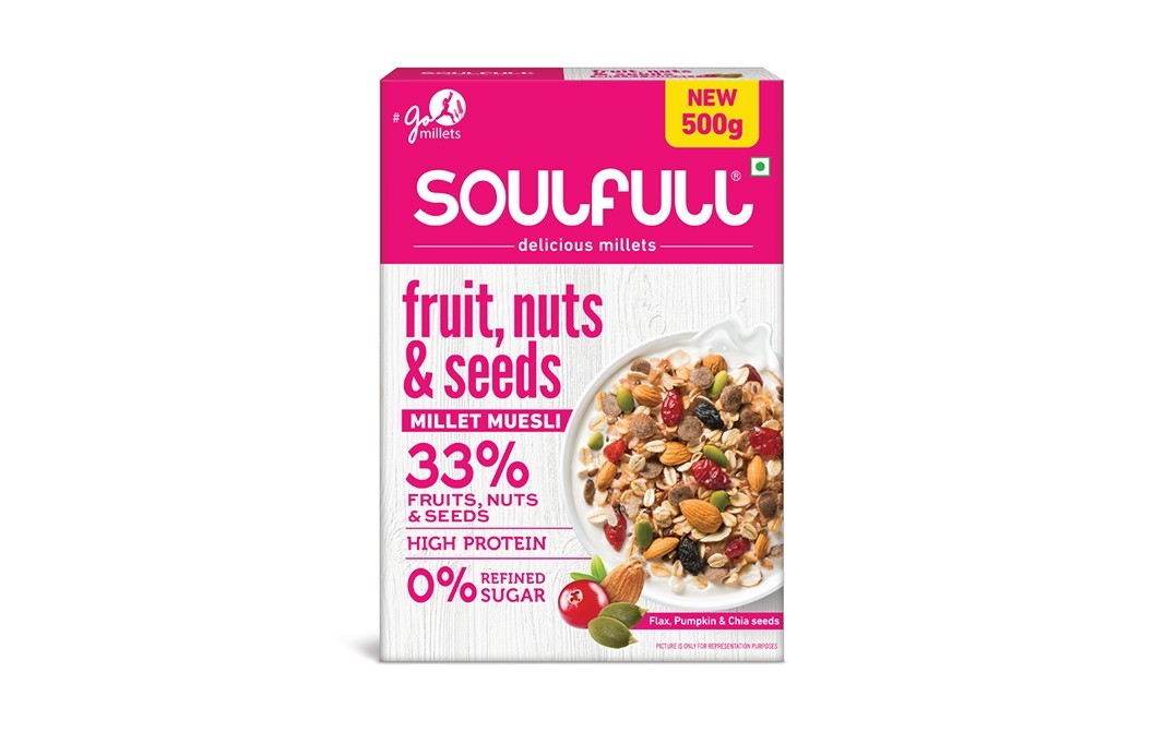 Soulfull Fruit, Nuts & Seeds Millet Muesli Flax, Pumpkin & Chia Seeds   Box  500 grams